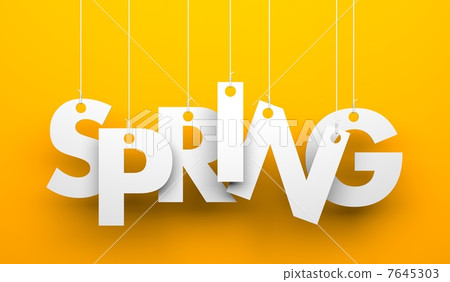 Spring word hanging on a strings 7645303