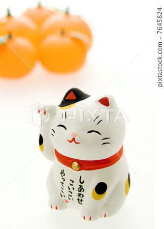 邀請貓明信片模板新年的卡片材料 7645824