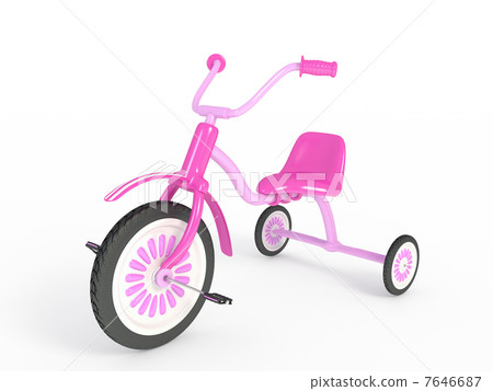 Pink tricycle isolated 3d render Pink tricycle isolated 3d render 7646687