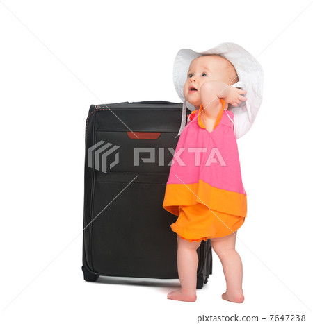 little baby girl with baggage suitcase little baby girl with baggage suitcase 7647238