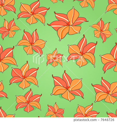 Seamless Pattern with Red Flowers - Stock Illustration [7648726] - PIXTA