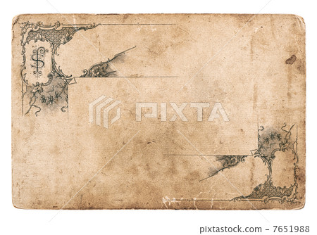 old cardboard with antique pattern isolated on white 7651988