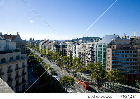 從Casa Mila的屋頂到巴塞羅那市 從Casa Mila的屋頂到巴塞羅那市 7654284