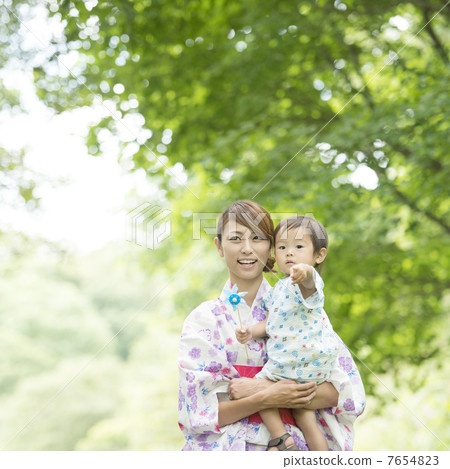 A mother smiling a child and smiling A mother smiling a child and smiling 7654823