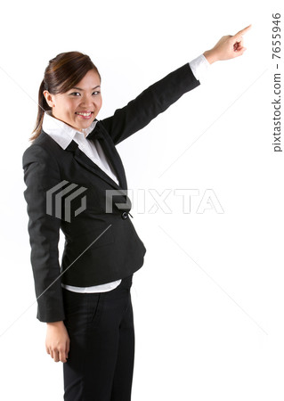 Asian business woman pointing. Asian business woman pointing. 7655946