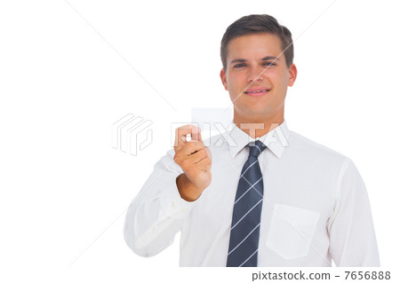 Businessman showing a white business card 7656888