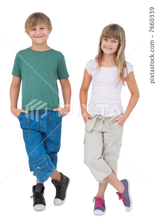 Beautiful blonde children smiling 7660339