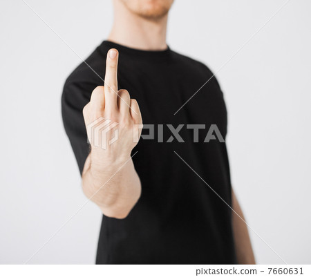 man showing middle finger man showing middle finger 7660631