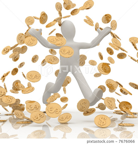 man in the rain of coins 7676066