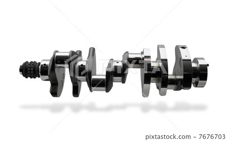 Crankshaft, isolated over white, clipping path, shadow 7676703