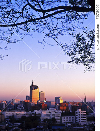 Sendai city panoramic view of the morning glow Sendai city panoramic view of the morning glow 7678005