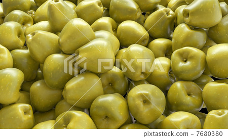Healthy fruits: green ripe apples. Food and drinks 7680380