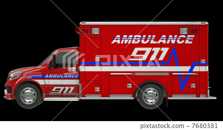 Ambulance: Side view of emergency services vehicle over black 7680381