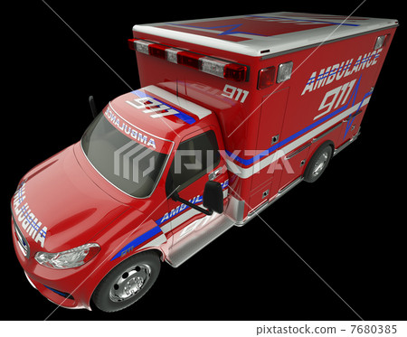 Ambulance: Top Side view of emergency services vehicle on black Ambulance: Top Side view of emergency services vehicle on black 7680385
