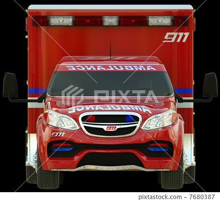 Emergency call: ambulance car isolated on black Emergency call: ambulance car isolated on black 7680387