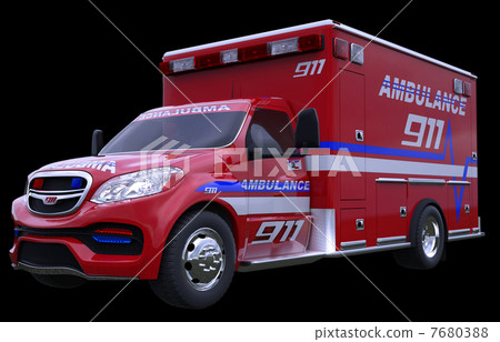 Emergency call: ambulance car isolated on black Emergency call: ambulance car isolated on black 7680388
