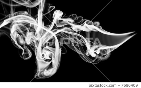 Abstract pattern: black smoke shape and curves 7680409
