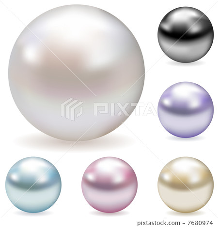 Vector collection of color pearls isolated on white background. 7680974