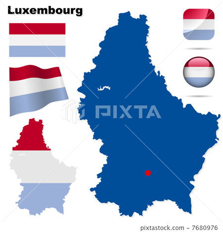 Luxembourg vector set. Detailed country shape with region border 7680976
