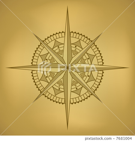 Traditional old-styled wind rose on ancient russet paper. 7681004