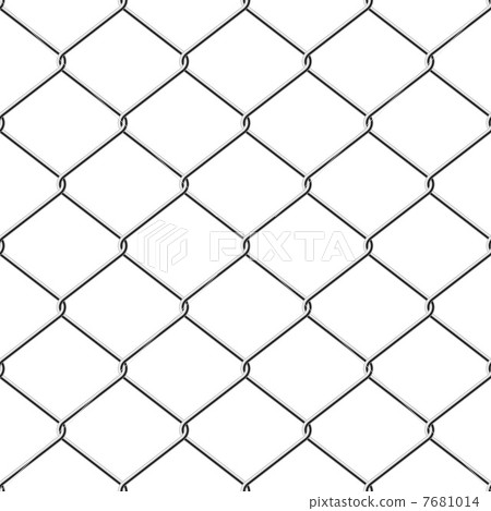 Realistic wire chain-link fence seamless vector background. 7681014