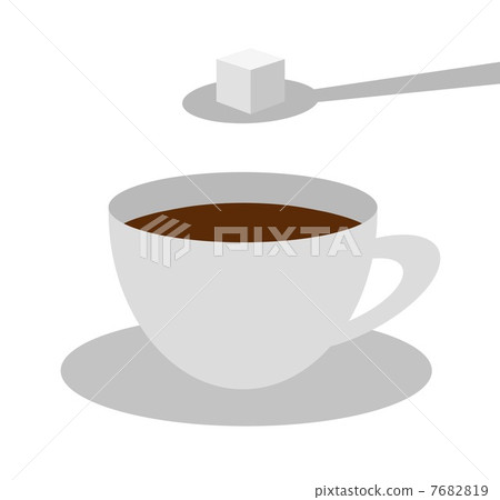 Cube sugar in coffee 7682819