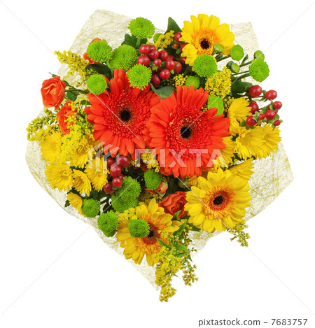 Colorful bouquet from gerberas isolated on white background. 7683757
