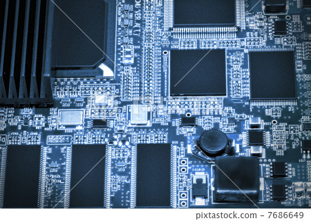 Close-up of electronic circuit board. Macro . Close-up of electronic circuit board. Macro . 7686649