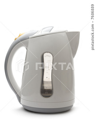 Electric white kettle on the white background Electric white kettle on the white background 7686889