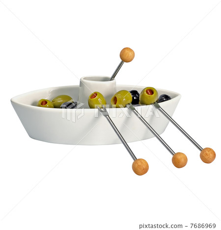 plate with olives. green olives, stuffed with red peppers and b plate with olives. green olives, stuffed with red peppers and b 7686969