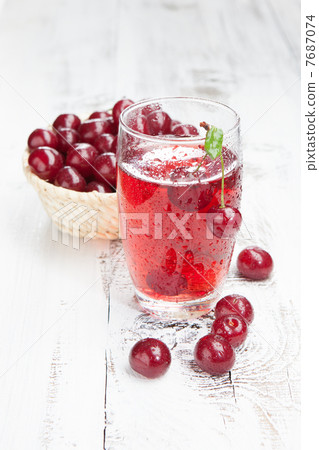 Drink with fresh cherries Drink with fresh cherries 7687074