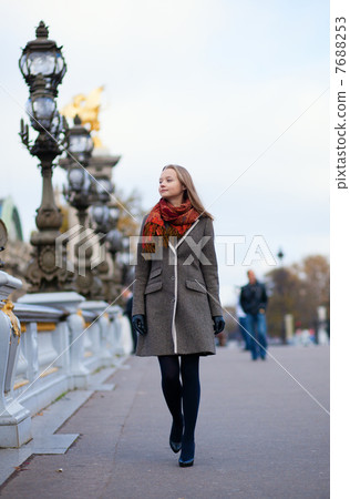 Beautiful girl walking in Paris 7688253