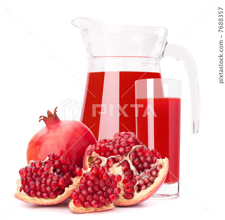 Pomegranate fruit juice in glass pitcher 7688357