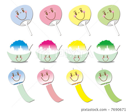 Fans, shaved ice, wind chimes (with a face) 7690671