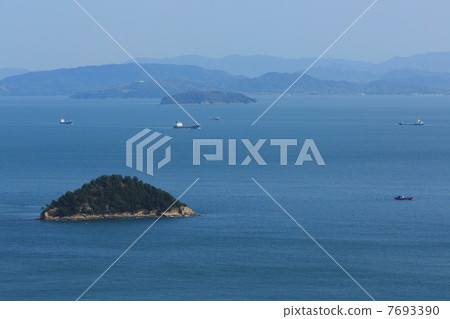 Superb view of Seto Inland Sea from Shodoshima pile rock 7693390
