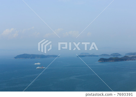 Superb view of Seto Inland Sea from Shodoshima pile rock 7693391