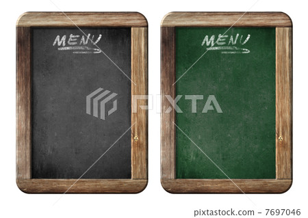old small menu blackboards or chalkboards isolated with clipping 7697046