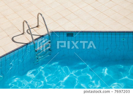 Swimming pool with metal ladder 7697203