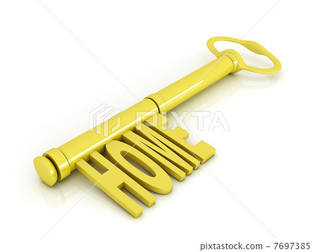 Gold key, home concept illustration 7697385