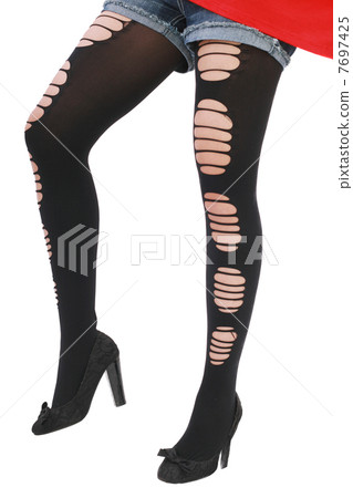 Closeup of female legs, studio shot over white background 7697425