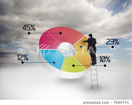 Businessman drawing a colorful pie chart Businessman drawing a colorful pie chart 7699741