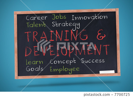 Training and development terms written on a chalkboard Training and development terms written on a chalkboard 7700725