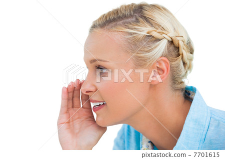 Close up of a blonde about to speak 7701615