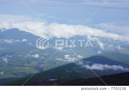 從富士山攀登吉田路線八合目附近看到的富士山的影子 7703238