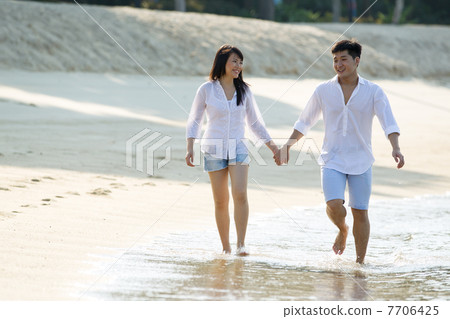 Asian couple on the beach. Asian couple on the beach. 7706425