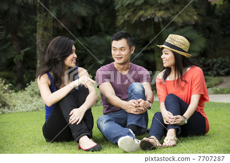 Happy Chinese friends hanging out 7707287