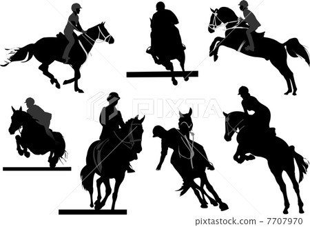 Horse riders silhouettes. Vector illustration 7707970