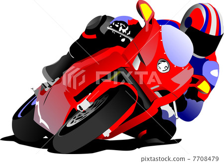 Biker on the road. Vector illustration 7708479