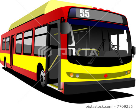 Red city bus. Coach. Vector illustration 7709235