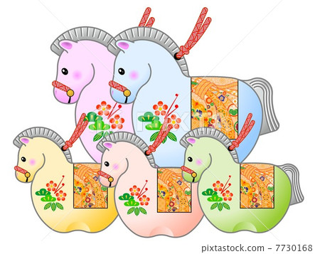 New year's card material horse family 7730168